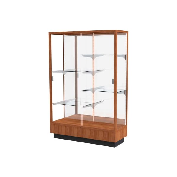 Waddell Display Case Of Ghent Heritage Display Case Danish Walnut, Mirror Back 48"W x 18"D x 70"H 891M-MB-W - main